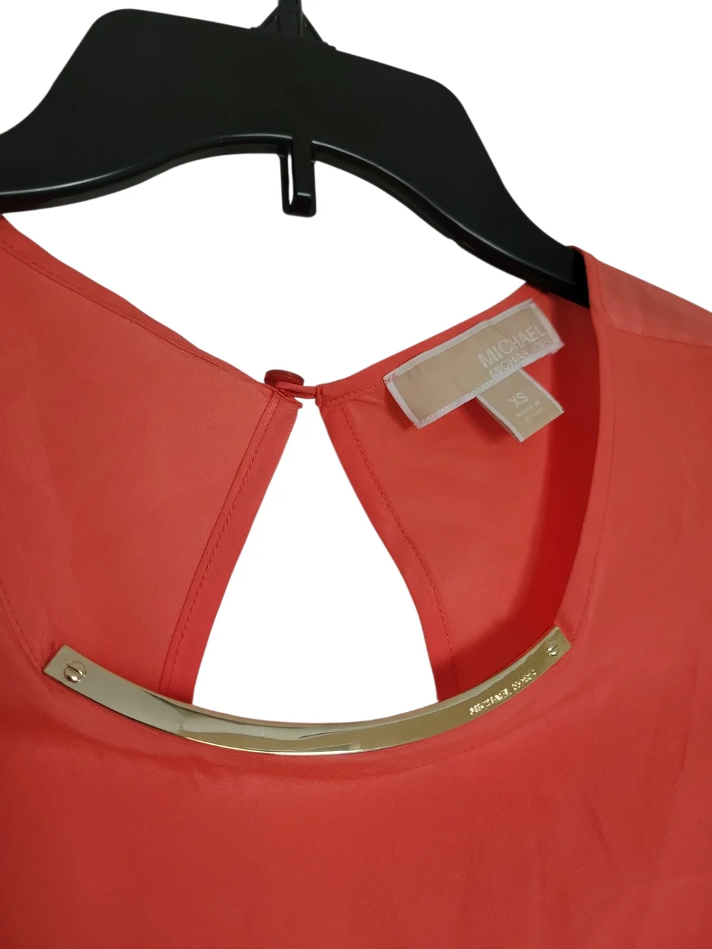 Michael Kors Bright Orange Sleeveless Top with Gold Accent